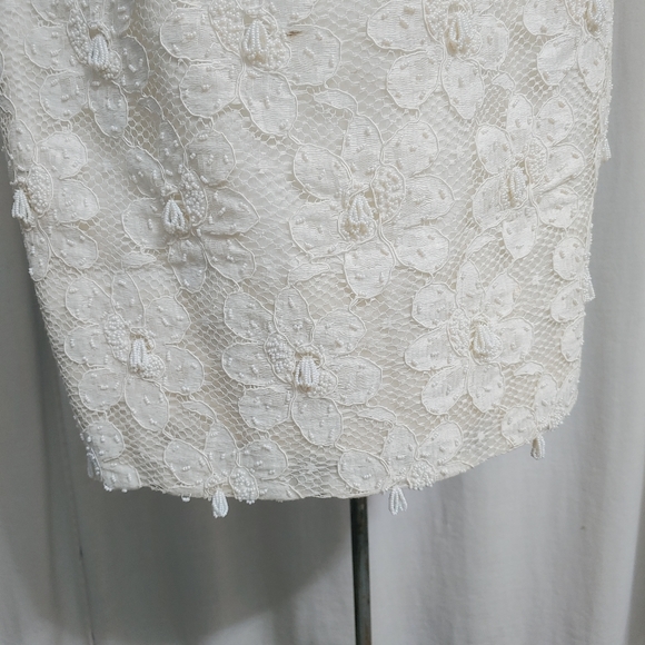 1960S VINTAGE White beaded- lace dress& accessorie - Picture 6 of 16